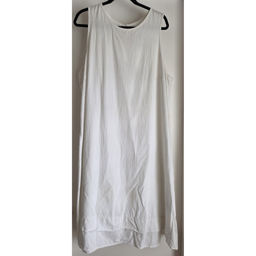 Emery Rose Maxi Dress 3XL White Solid Sleeveless Cotton Round Neck Sundress